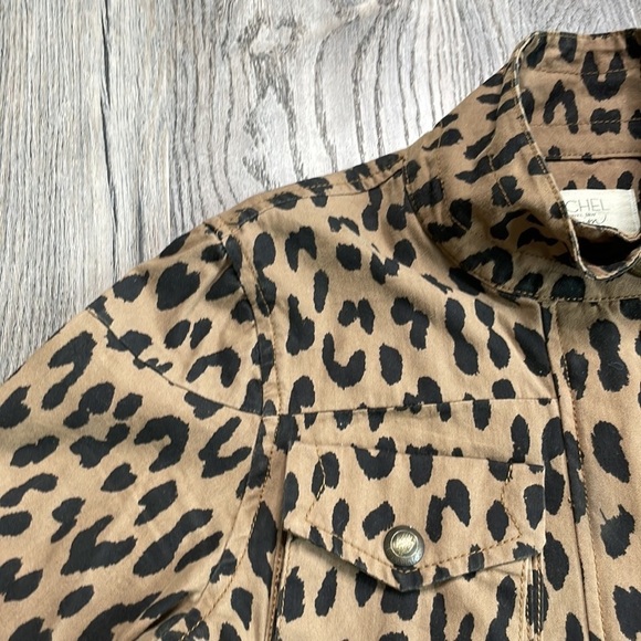 RACHEL Rachel Roy Denim Tan and Black Leopard Zip Up Utility Jacket, size small - Picture 7 of 15